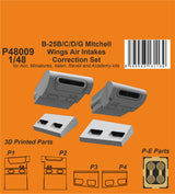 CMK 1/48 3D Printed B-25B/C/D/G Mitchell Wings Air Intakes Correction Set / for Ac. Miniatures, Academy, Revell and Italery kits (Special Order)