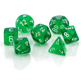 Dice: 7 pc: Translucent: Mini-Hedral: Green / White (EN) (Special Order)