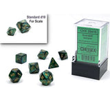 Dice: 7 pc: Scarab: Mini-Hedral: Jade / Gold (EN) (Special Order)