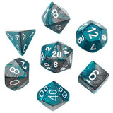 Dice: 7 pc: Gemini: Mini-Hedral: Steel-Teal / White (EN) (Special Order)