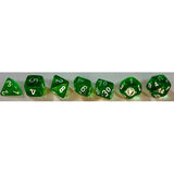 Dice: 7 pc: Translucent: Green / White (EN) (Special Order)