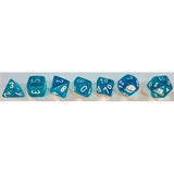 Dice: 7 pc: Translucent: Teal / White (EN) (Special Order)