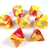 Dice: 7 pc: Gemini: Red-Yellow / Silver (EN) (Special Order)