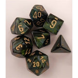 Dice: 7 pc: Scarab: Jade / Gold (EN) (Special Order)