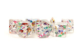 RESIN 7 DICE SET RAINBOW FOIL 16MM (Special Order)
