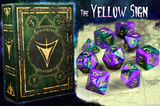 ELDER DICE YELLOW SIGN MASKED PURPLE/GREEN 10-DICE (Special Order)