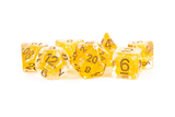 RESIN 7 DICE SET PEARL CITRINE W/ COPPER 16MM (Special Order)