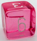 TRANSLUCENT POLYHEDRAL D6 PINK/WHITE (Special Order)