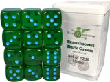 SET OF 12D6 PIPS DICE: TRANSLUCENT GRN/LT BLUE (Special Order)