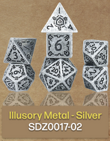 SIRIUS DICE ILLUSORY METAL SILVER 7-DIE SET (Special Order)
