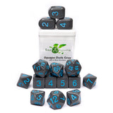 SET OF 15 DICE: OPAQUE DK GRAY/LT BLUE NMBR ARCHD4 (Special Order)
