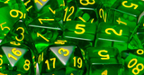 SET OF 15 DICE: TRANSLUCENT DK GREEN W/GOLD (Special Order)