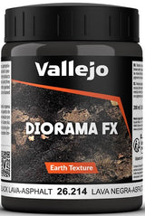 VALLEJO: DIORAMA EARTH TEXTURES BLACK LAVA-ASPHALT 200ML (Special Order)