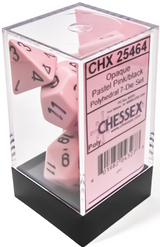 OPAQUE 7-DIE SET POLYHEDRAL PASTEL PINK/BLACK (Special Order)