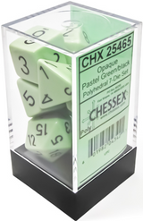 OPAQUE 7-DIE SET POLYHEDRAL PASTEL GREEN/BLACK (Special Order)