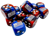 WWII UNITED STATES GEMINI BLUE-RED/WHITE 12D6 16MM DICE BLOCK (Special Order)