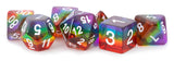 RESIN 7 DICE SET TRANSLUCENT RAINBOW 16MM (Special Order)