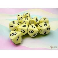 Dice: 10x D10: Opaque Pastel: Yellow / Black (EN) (Special Order)