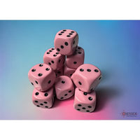 Dice: 12x D6: 16 mm: Opaque Pastel: Pink / Black (EN) (Special Order)