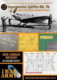 1ManArmy 1/24 Supermarine Spitfire Mk. Vb for Trumpeter Airbrush Masks (Special Order)