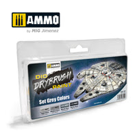 Ammo Mig Dio Drybrush Acrylic Paint Set - Grey Colors (Special Order)