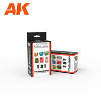 AK Interactive Scenography Wargame Set Trashbins (30-35mm) (Special Order)