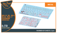 Clear Prop 1/72 MiG-23ML, MLA, MLD, P, MLAE standard stencils, for Clear Prop and other (Special Order)