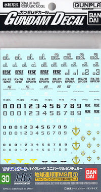 Bandai Spirits Gundam Decal GD30 HGUC Multiuse - Earth Federation 1 'Mobile Suit Gundam' (Special Order)
