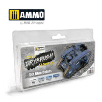 Ammo Mig Dio Drybrush Acrylic Paint Set - Blue Colors (Special Order)
