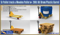 Gecko 1/35 5t Pallet truck & Wooden Pallet w- 200L Oil Drum-Plastic Barrel Set (Special Order)