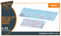 Clear Prop 1/72 MiG-23ML, MLA, MLD, P, MLAE standard english stencils, for Clear Prop and other (Special Order)