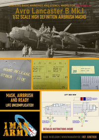 1ManArmy 1/32 Avro Lancaster B Mk.I (HK models) Airbrush Paint Mask (Special Order)