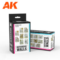 AK Interactive Defensive Walls Wargame Set 100% Polyurethane Resin Compatible With 30-35MM Scale (Special Order)