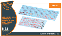 Clear Prop 1/72 MiG-23ML, MLA standard stencils for grey paint schemes, for Clear Prop and other (Special Order)