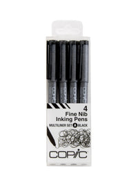 Copic Multiliner 4Pc Fine Nib Ink Pens, Black Set A (Special Order)