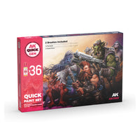 AK Interactive Quick Gen - Quick Paint Set 36 Colors (2 Brushes) (Special Order)
