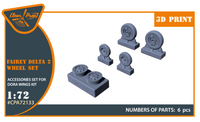 Clear Prop 1/72 Fairey Delta 2 wheel set for Dora Wings kit (Special Order)
