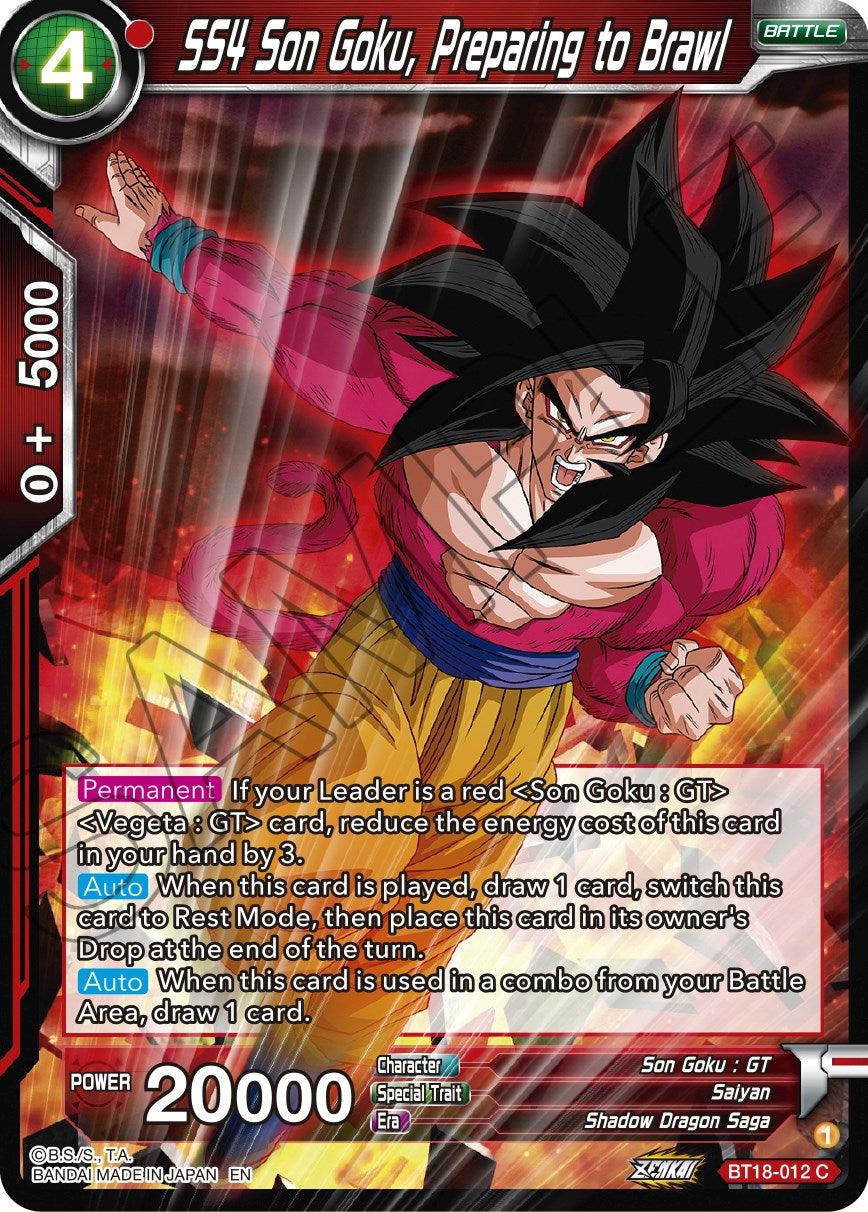 SS4 Son Goku, Preparing to Brawl (BT18-012) [Dawn of the Z-Legends] - POKÉ JEUX