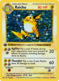 Raichu (14) - Base Set Shadowless 1st Edition Holofoil