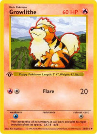 Growlithe (28/102) - Base Set Shadowless 1st Edition