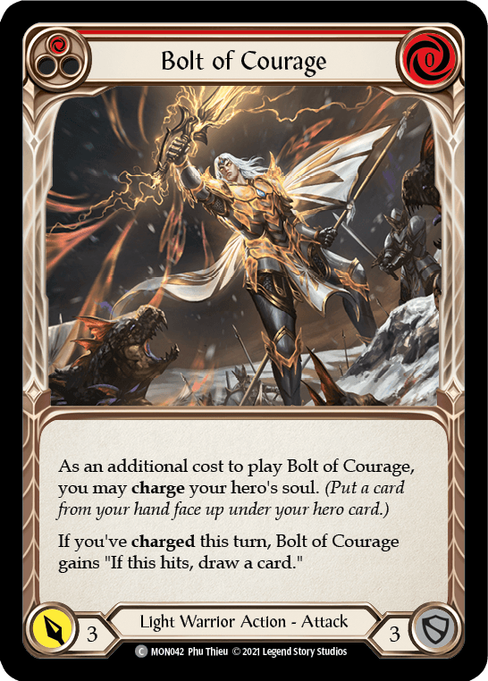 Bolt of Courage (Red) [MON042-RF] (Monarch) 1st Edition Rainbow Foil - POKÉ JEUX