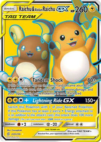 Raichu & Alolan Raichu GX (Full Art) (220/236) - SM  Unified Minds Holofoil