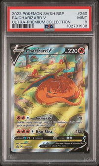 2022 POKEMON SWSH BLACK STAR PROMO #260 FA/CHARIZARD V ULTRA-PREMIUM COLLECTION PSA 9 #102791938