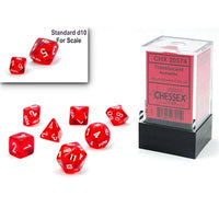 Dice: 7 pc: Translucent: Mini-Hedral: Red / White (EN) (Special Order)