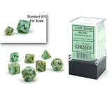 Dice: 7 pc: Marble: Mini-Hedral: Green / Dark Green (EN) (Special Order)