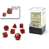 Dice: 7 pc: Glitter: Mini-Hedral: Ruby / Gold (EN) (Special Order)