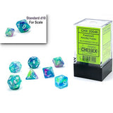 Dice: 7 pc: Festive: Mini-Hedral: Waterlily / White (EN) (Special Order)