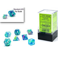 Dice: 7 pc: Festive: Mini-Hedral: Waterlily / White (EN) (Special Order)