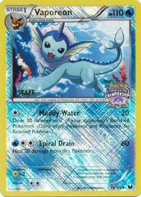 Vaporeon (25/108) (Staff promotionnel du Championnat d'État et de province 2013) [Noir et blanc : Explorateurs sombres] 