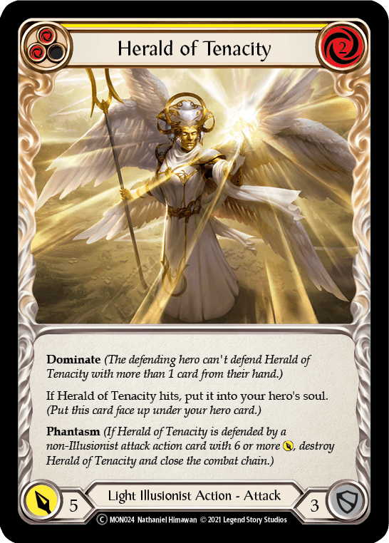 Herald of Tenacity (Yellow) [U-MON024-RF] (Monarch Unlimited) Unlimited Rainbow Foil - POKÉ JEUX